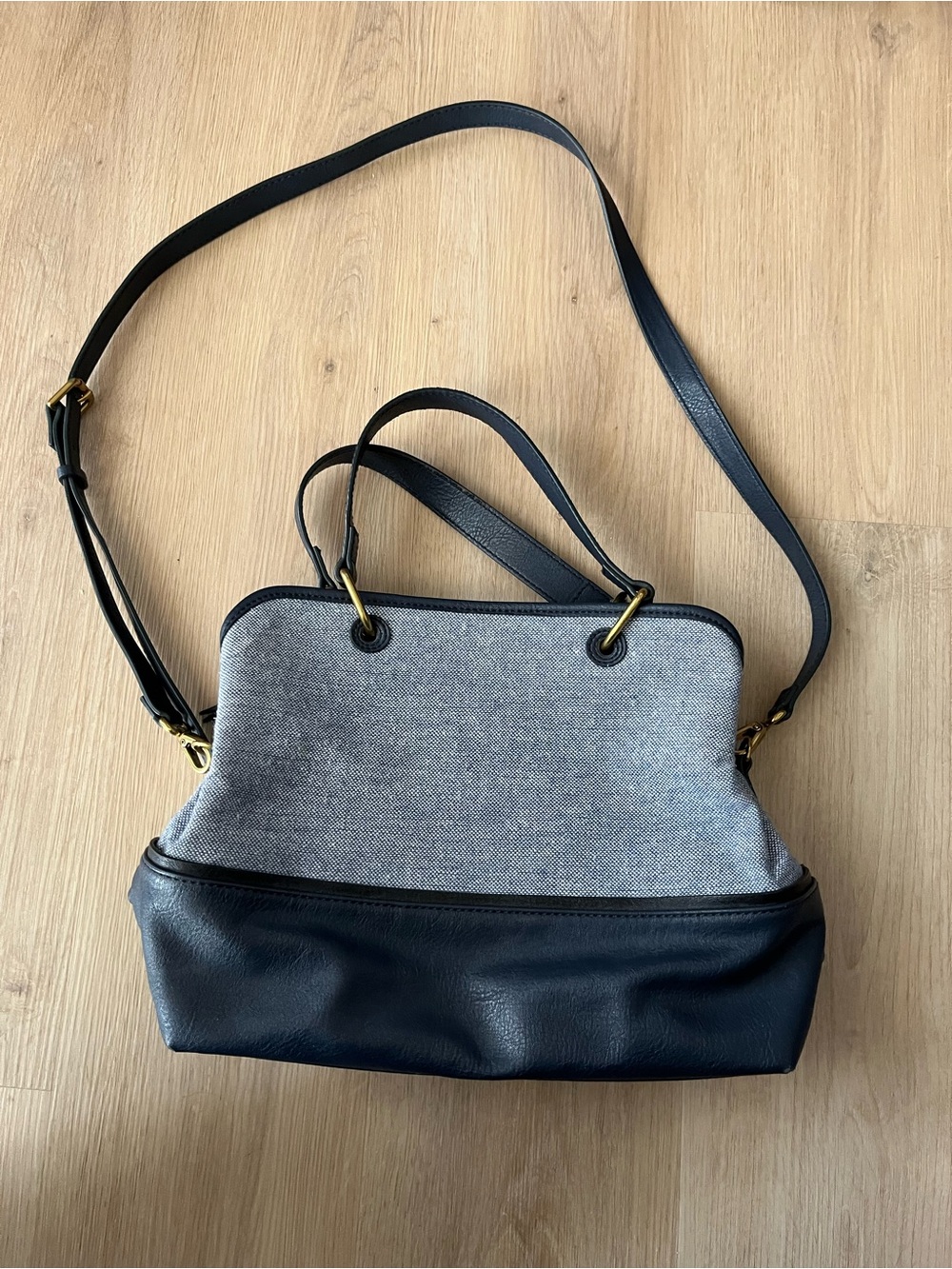 Fossil Blue Canvas and Blue Leather Crossbody Bag